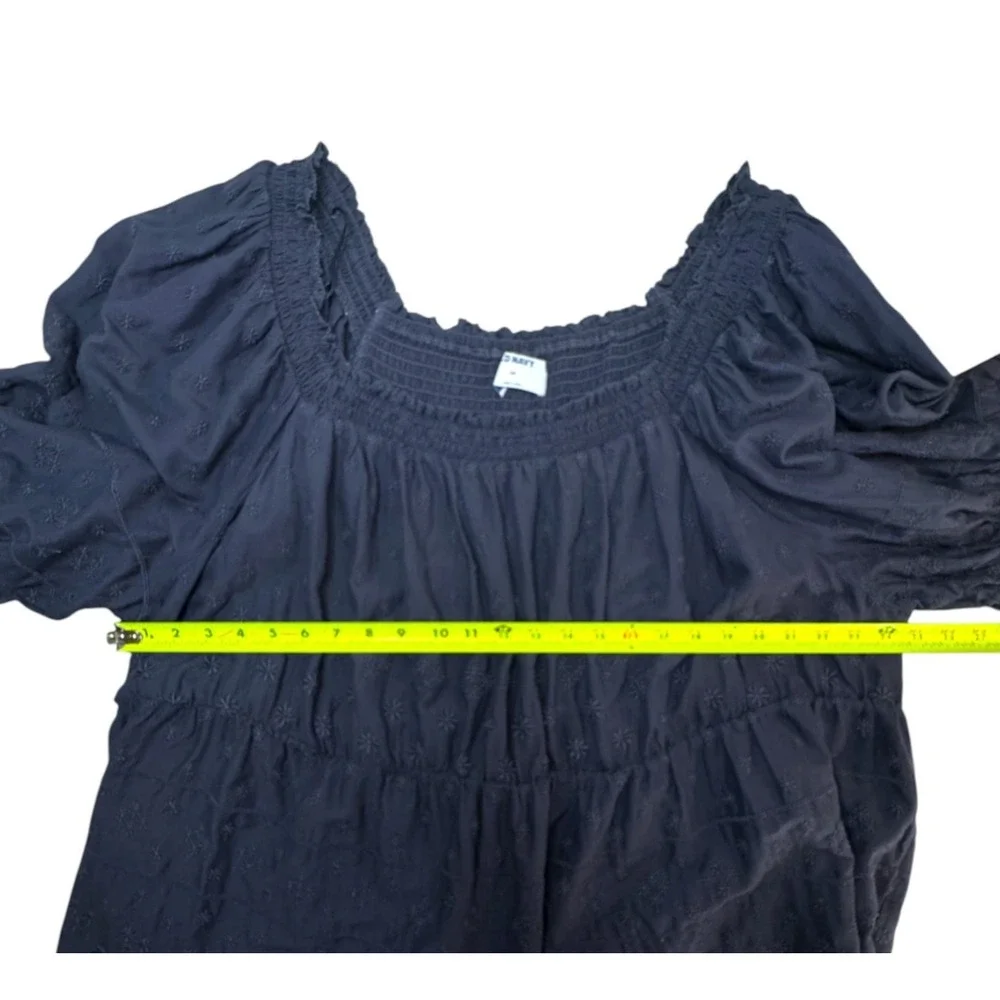 Old Navy 4X Top Blue Embroidered Puff Sleeve‎ Boho Peasant Flowy Fall New W/Tag